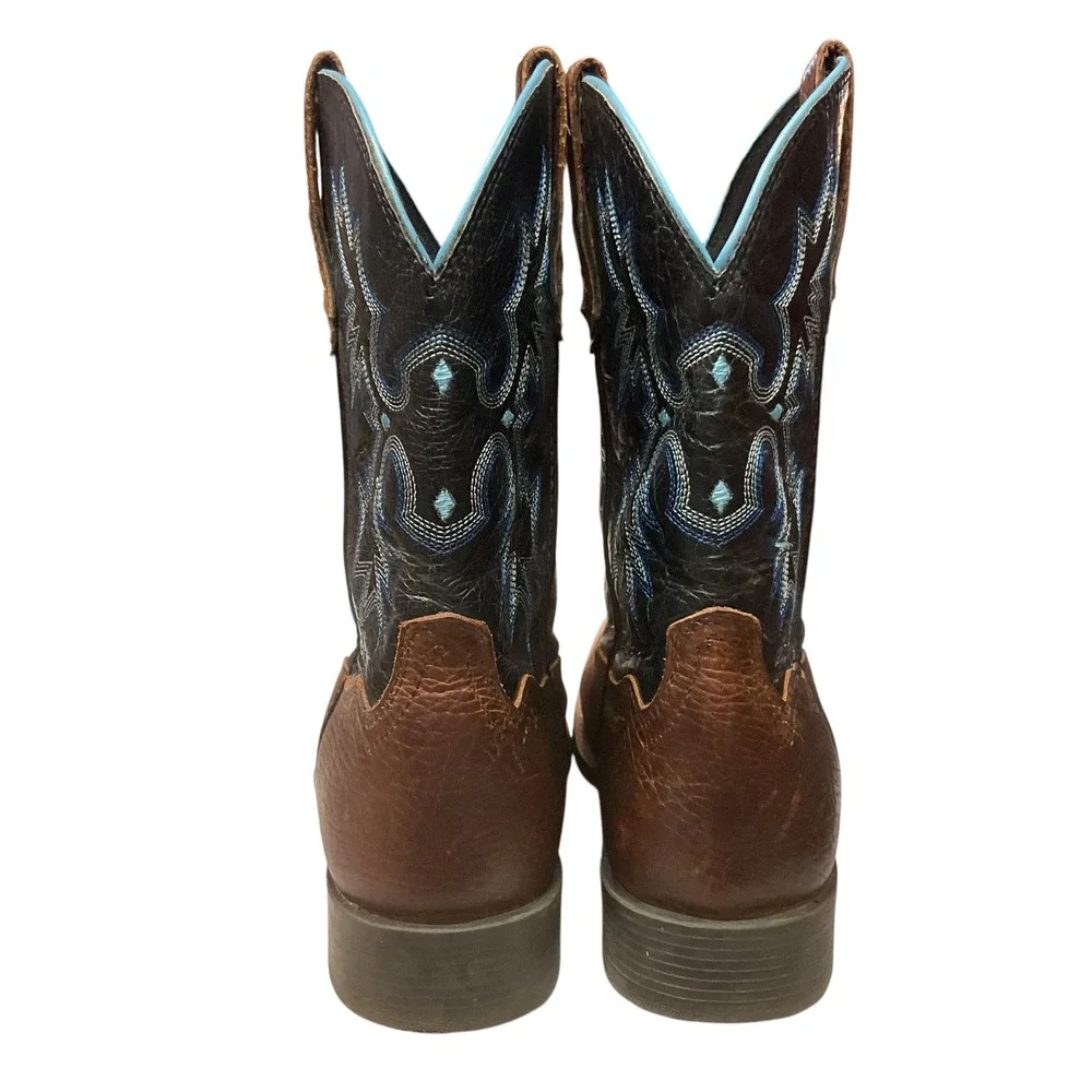 Ariat Girls' Tombstone Leather Western Square Toe Slip On Cowgirl Boots Size 5